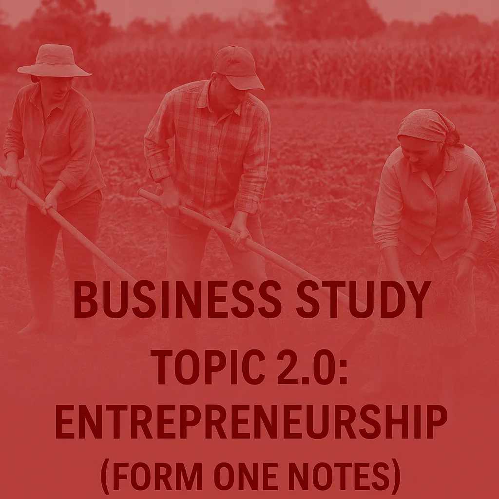 Topic 2.0: Entrepreneurship- form one notes