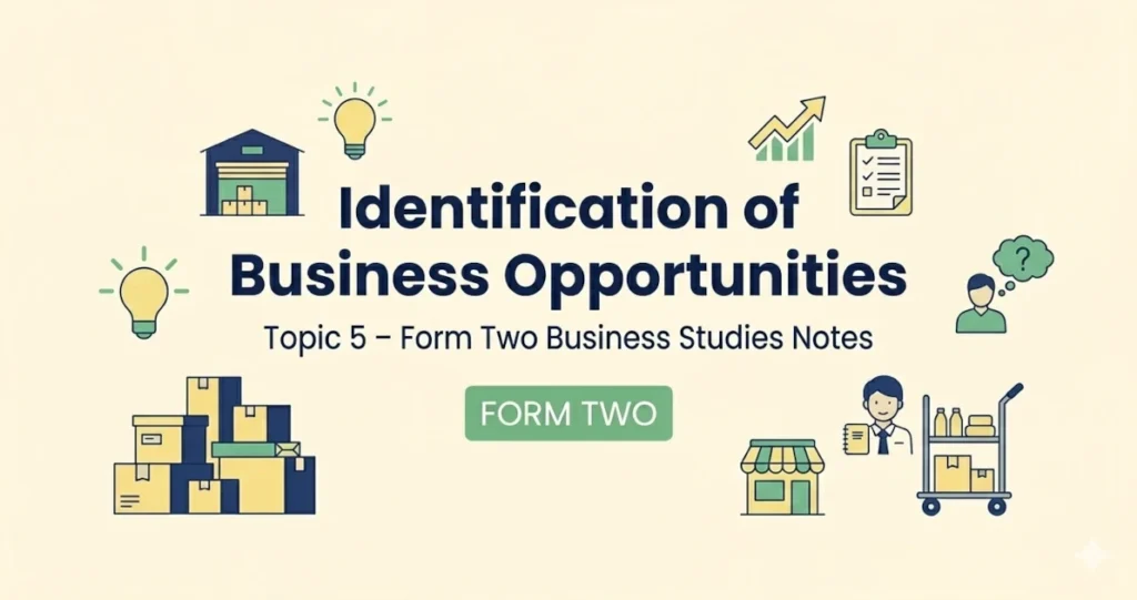5.0: Identification of business study opportunity- Form two business studies notes identification-of-business-opportunity i business studies topic of form two
